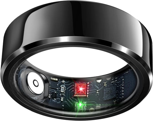 Smart Health Tracking Ring with Sleep Monitoring, Heart Rate Detection, Waterproof Design, Activity Tracking (Steps, Distance, Calories), Air Gesture Control, Up to 7-Day Battery Life, Compatible with iOS and Android (Black, Size #10)